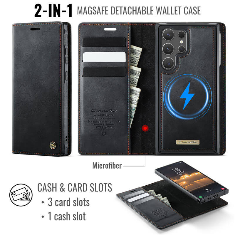 CaseMe Samsung Galaxy S23 Ultra 2-in-1 Magnetic Wallet Case