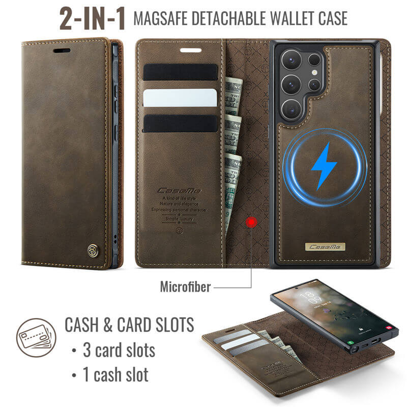 CaseMe Samsung Galaxy S23 Ultra 2-in-1 Magnetic Wallet Case