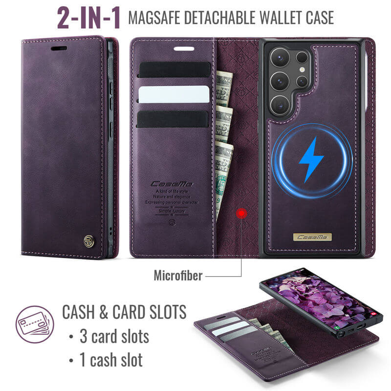 CaseMe Samsung Galaxy S23 Ultra 2-in-1 Magnetic Wallet Case