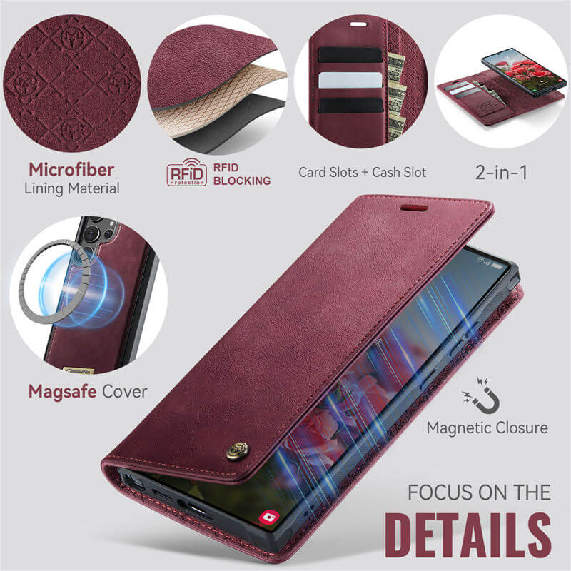 CaseMe Samsung Galaxy S23 Ultra 2-in-1 Magnetic Wallet Case