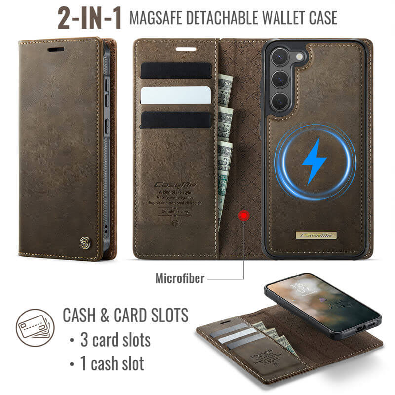 CaseMe Samsung Galaxy S23 Plus 2-in-1 Magnetic Wallet Case