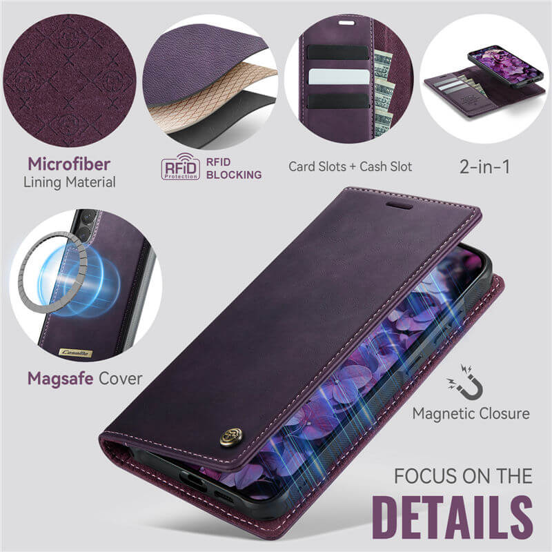 CaseMe Samsung Galaxy S23 Plus 2-in-1 Magnetic Wallet Case