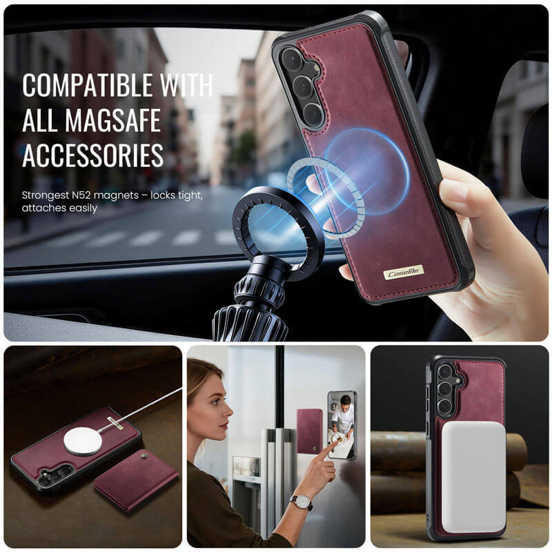 CaseMe Samsung Galaxy S25 FE 2-in-1 Detachable Magnetic Wallet Case