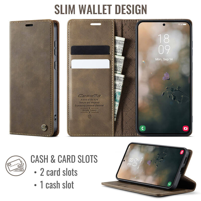 CaseMe Samsung Galaxy S25 Plus Magnetic Wallet Case with RFID Blocking