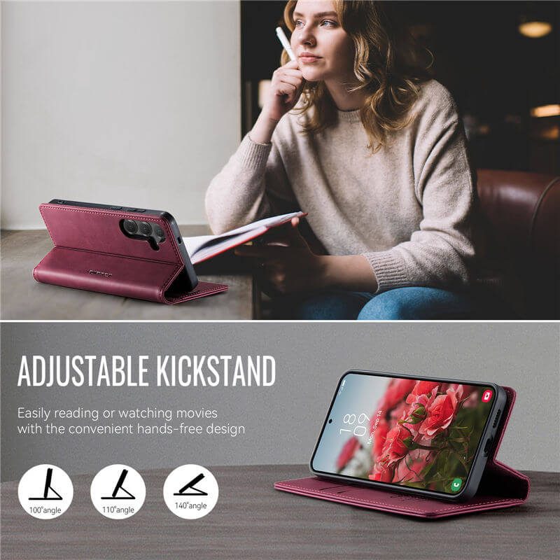 CaseMe Samsung Galaxy S25 Plus Magnetic Wallet Case with RFID Blocking