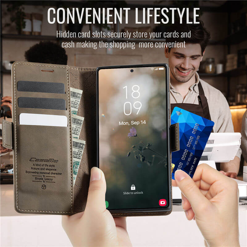 CaseMe Samsung Galaxy S24 Ultra Magnetic Wallet Case with RFID Blocking