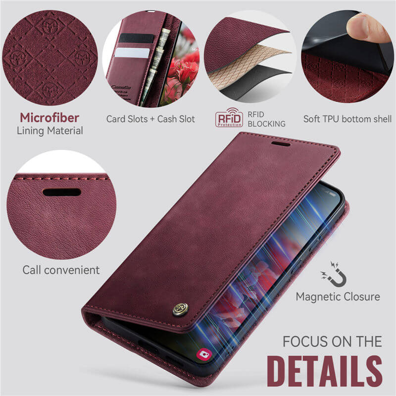 CaseMe Samsung Galaxy S25 Edge Magnetic Wallet Case with RFID Blocking