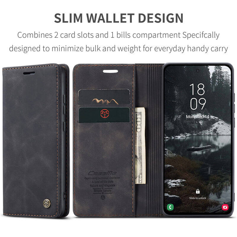 CaseMe Samsung Galaxy S25 Edge Wallet Suede Leather Case