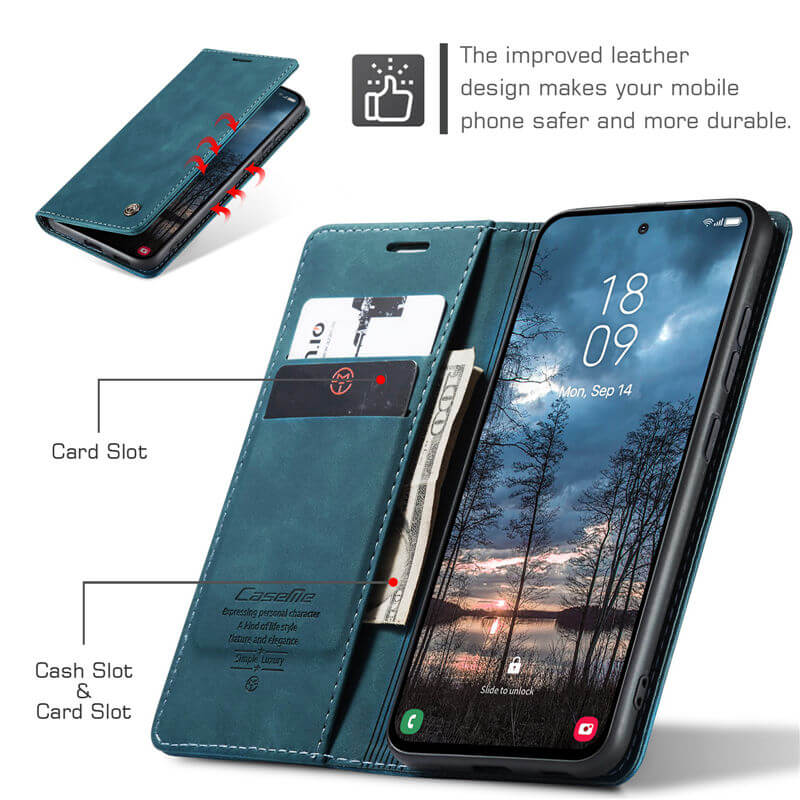 CaseMe Samsung Galaxy S25 Edge Wallet Suede Leather Case