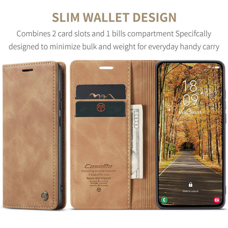 CaseMe Samsung Galaxy S25 Edge Wallet Suede Leather Case