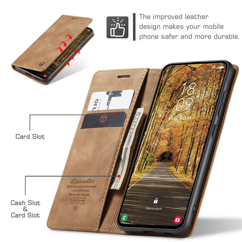 CaseMe Samsung Galaxy S25 Edge Wallet Suede Leather Case