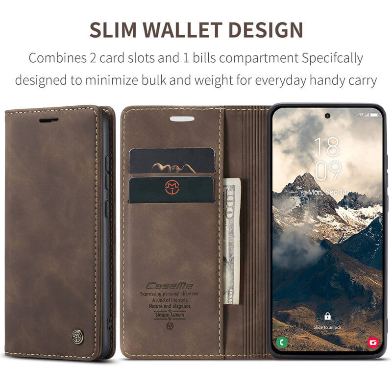 CaseMe Samsung Galaxy S25 Edge Wallet Suede Leather Case