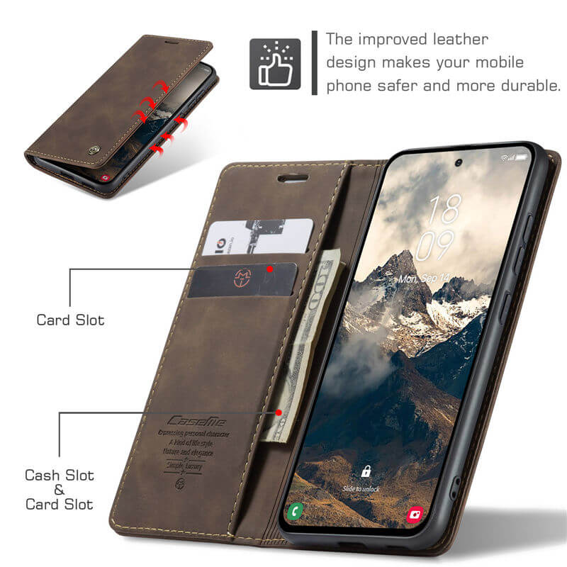 CaseMe Samsung Galaxy S25 Edge Wallet Suede Leather Case