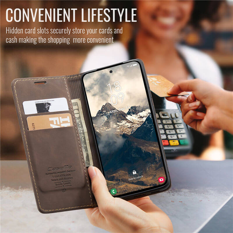 CaseMe Samsung Galaxy S25 Edge Wallet Suede Leather Case