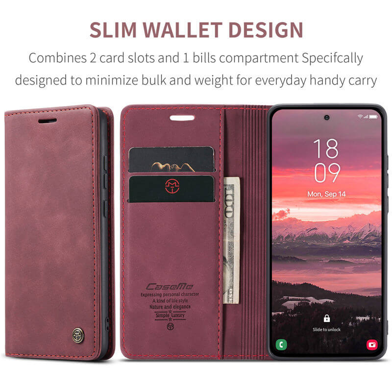 CaseMe Samsung Galaxy S25 Edge Wallet Suede Leather Case
