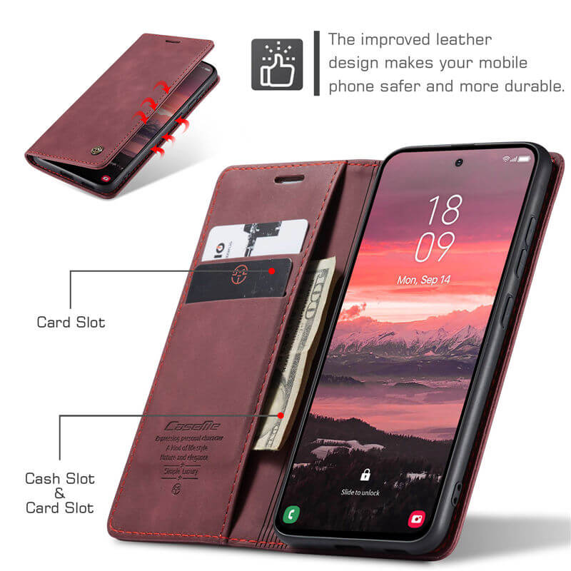 CaseMe Samsung Galaxy S25 Edge Wallet Suede Leather Case