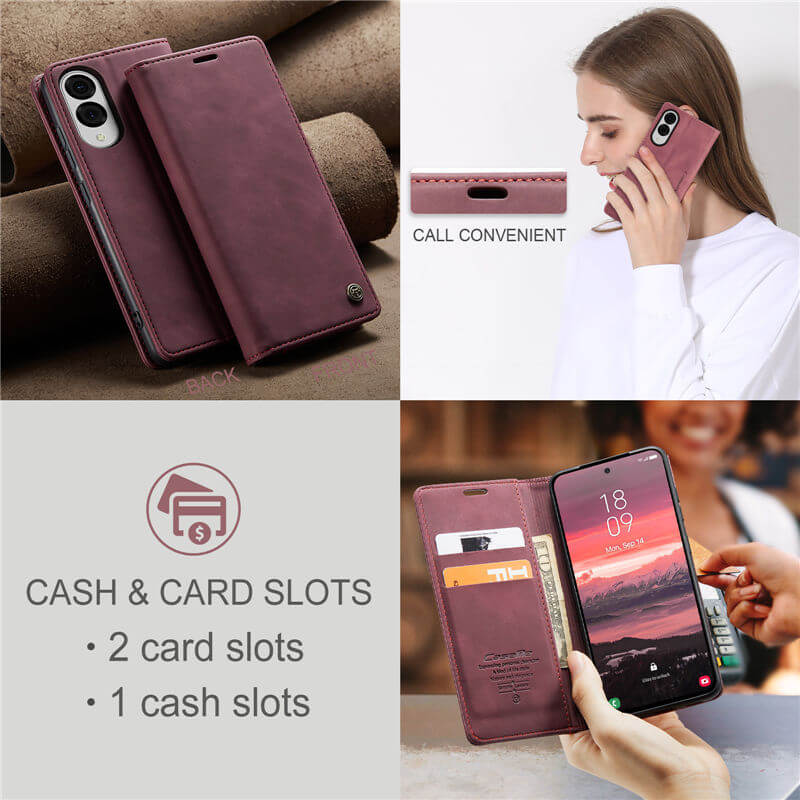 CaseMe Samsung Galaxy S25 Edge Wallet Suede Leather Case