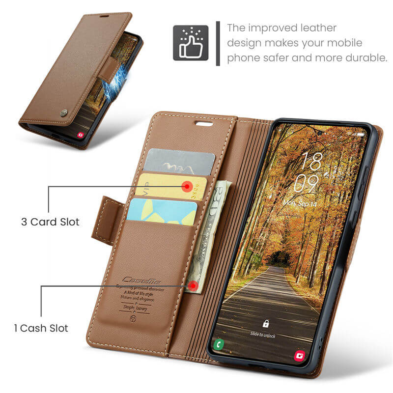 CaseMe Samsung Galaxy S25 Edge Wallet RFID Blocking Case