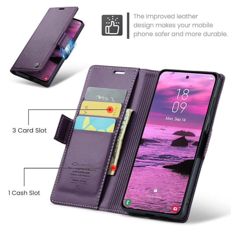 CaseMe Samsung Galaxy S25 Edge Wallet RFID Blocking Case