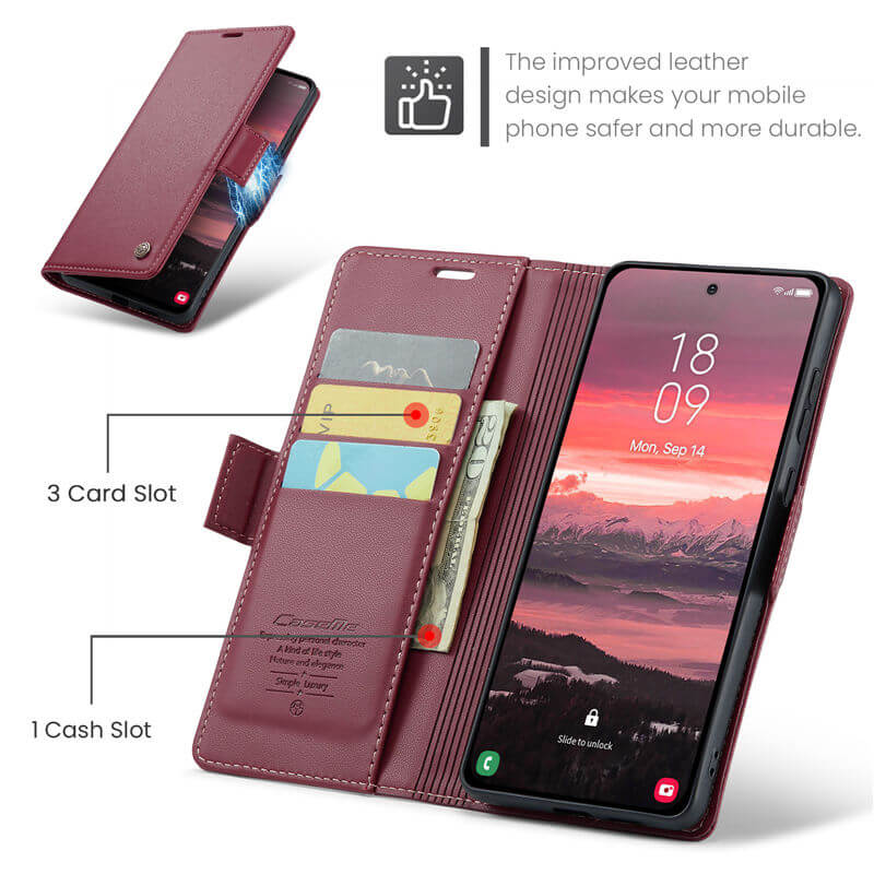CaseMe Samsung Galaxy S25 Edge Wallet RFID Blocking Case