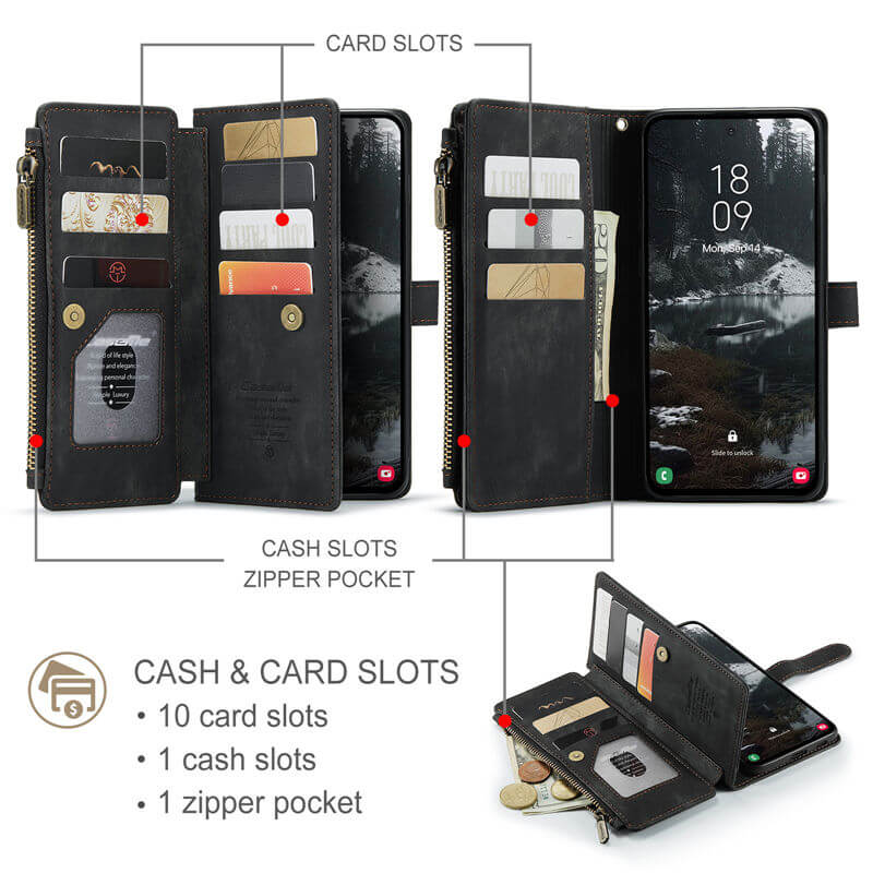 CaseMe Samsung Galaxy S25 Edge Wallet Case with Wrist Strap