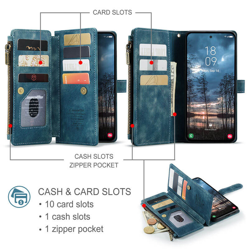 CaseMe Samsung Galaxy S25 Edge Wallet Case with Wrist Strap