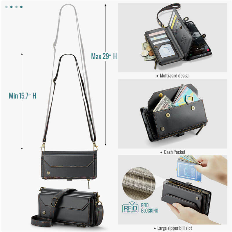 CaseMe Samsung Galaxy S25 Edge Wallet RFID Blocking Crossbody Phone Case