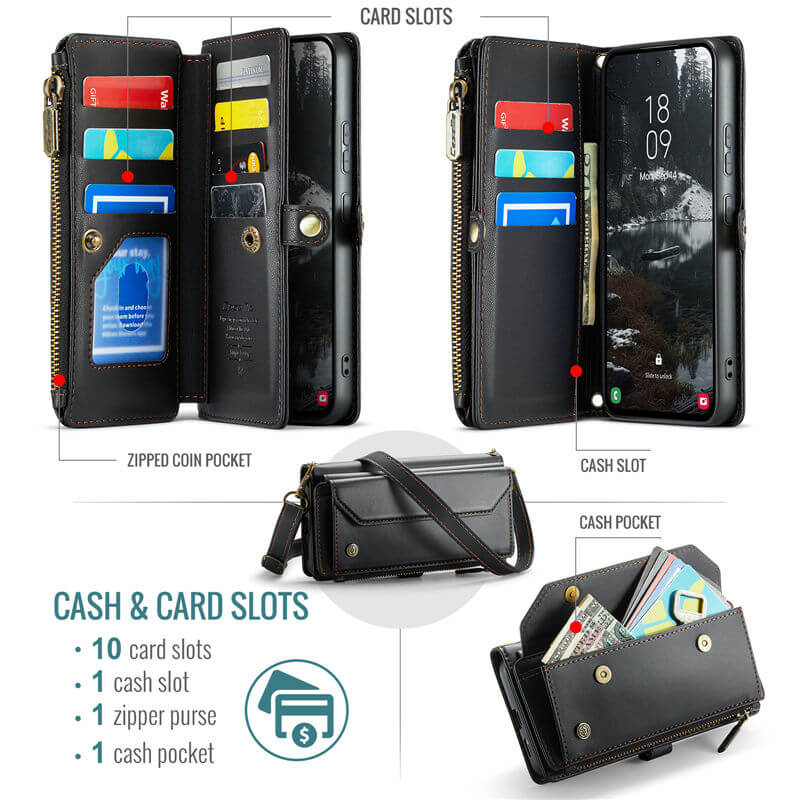 CaseMe Samsung Galaxy S25 Edge Wallet RFID Blocking Crossbody Phone Case