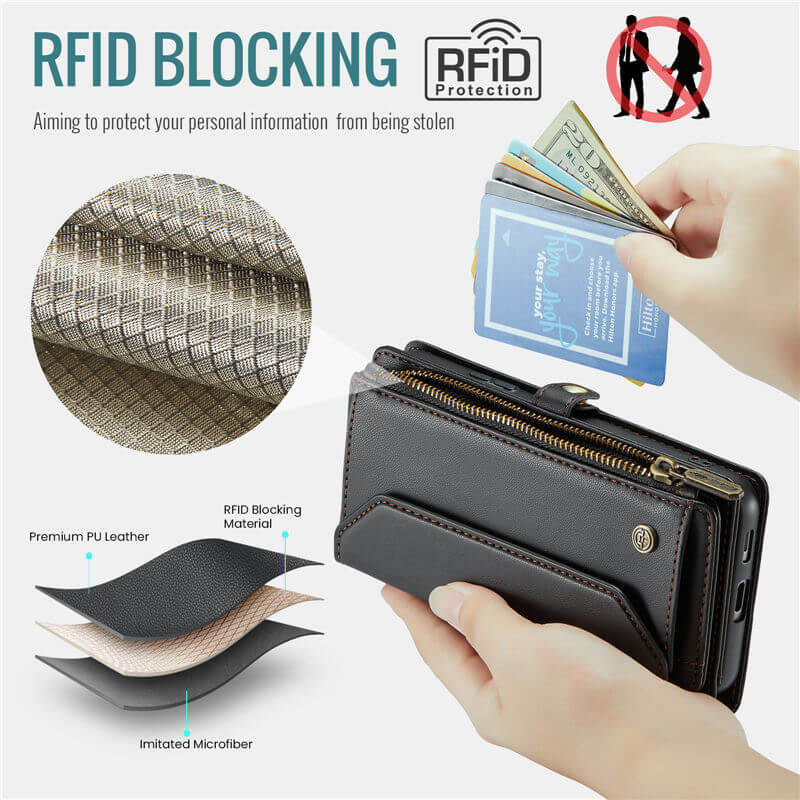CaseMe Samsung Galaxy S25 Edge Wallet RFID Blocking Crossbody Phone Case