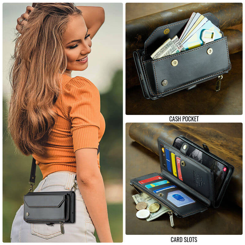 CaseMe Samsung Galaxy S25 Edge Wallet RFID Blocking Crossbody Phone Case