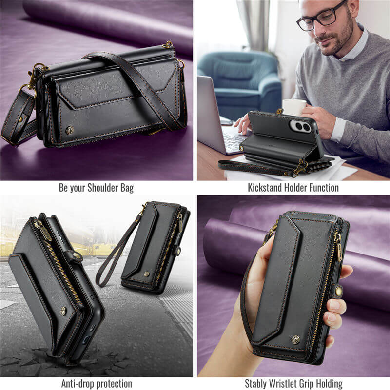 CaseMe Samsung Galaxy S25 Edge Wallet RFID Blocking Crossbody Phone Case