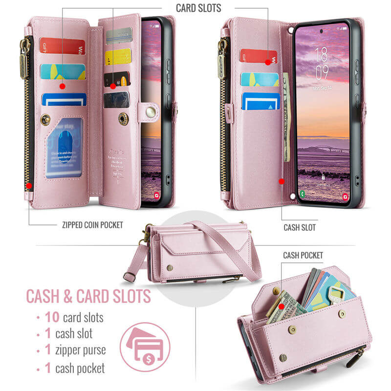 CaseMe Samsung Galaxy S25 Edge Wallet RFID Blocking Crossbody Phone Case