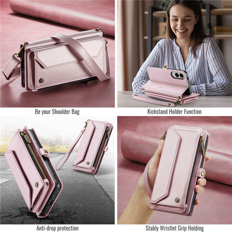 CaseMe Samsung Galaxy S25 Edge Wallet RFID Blocking Crossbody Phone Case