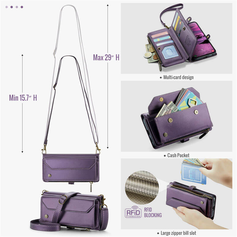CaseMe Samsung Galaxy S25 Edge Wallet RFID Blocking Crossbody Phone Case