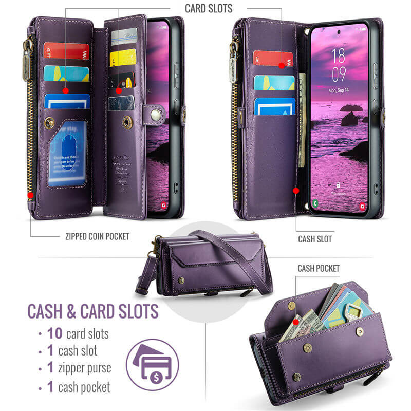 CaseMe Samsung Galaxy S25 Edge Wallet RFID Blocking Crossbody Phone Case