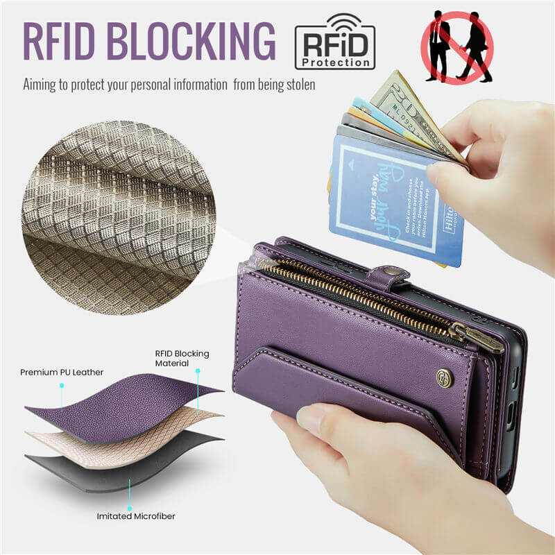 CaseMe Samsung Galaxy S25 Edge Wallet RFID Blocking Crossbody Phone Case