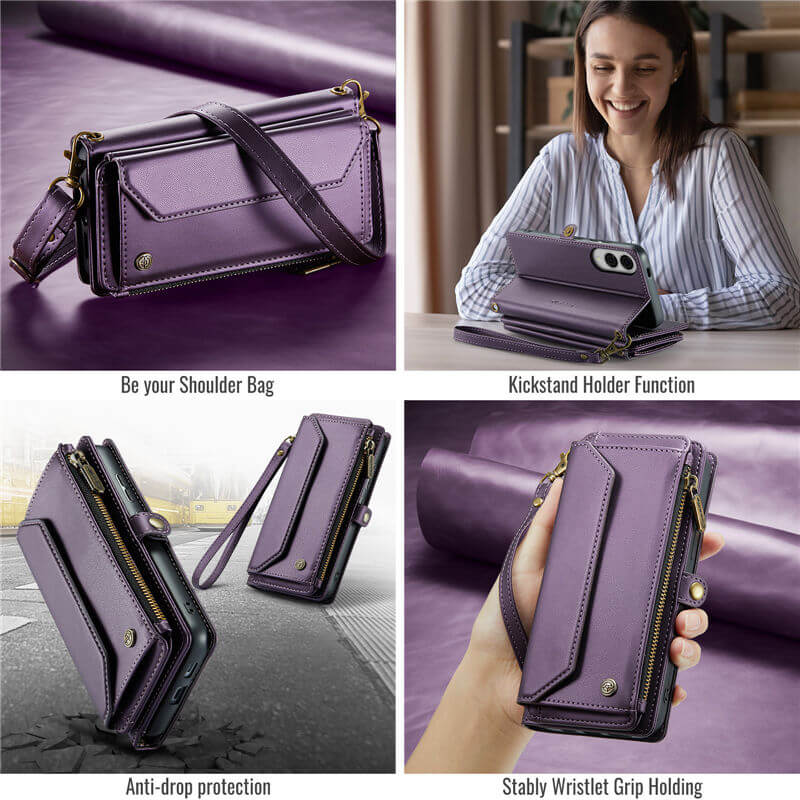 CaseMe Samsung Galaxy S25 Edge Wallet RFID Blocking Crossbody Phone Case
