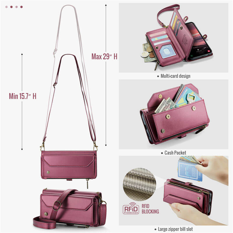 CaseMe Samsung Galaxy S25 Edge Wallet RFID Blocking Crossbody Phone Case