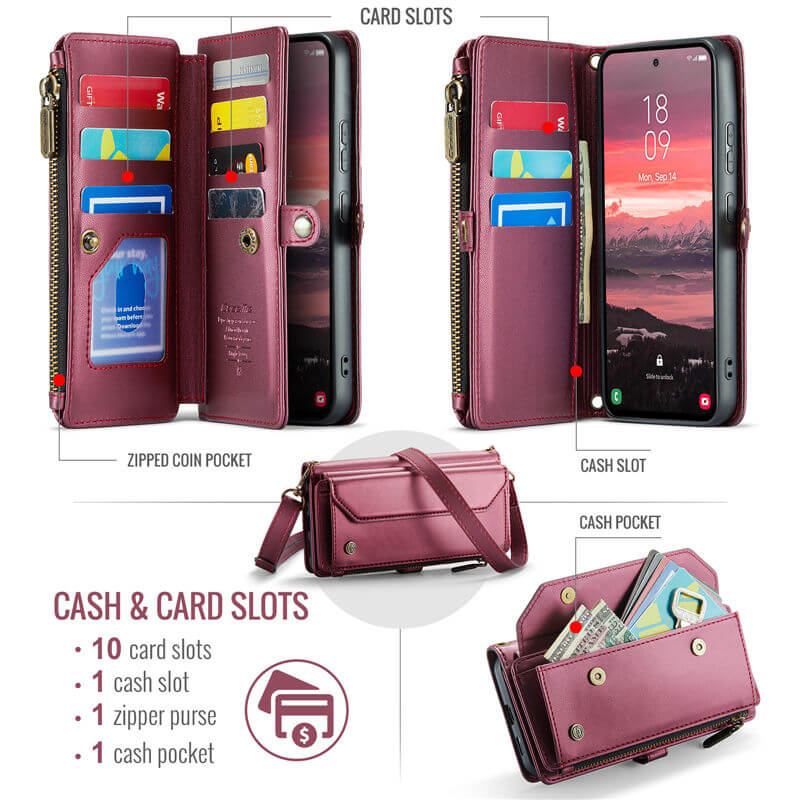 CaseMe Samsung Galaxy S25 Edge Wallet RFID Blocking Crossbody Phone Case