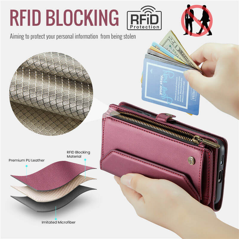 CaseMe Samsung Galaxy S25 Edge Wallet RFID Blocking Crossbody Phone Case