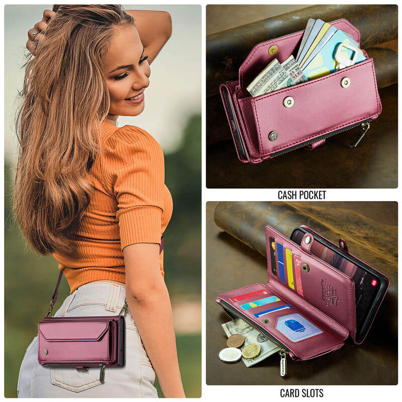 CaseMe Samsung Galaxy S25 Edge Wallet RFID Blocking Crossbody Phone Case