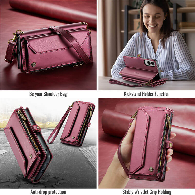 CaseMe Samsung Galaxy S25 Edge Wallet RFID Blocking Crossbody Phone Case