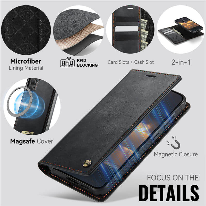 CaseMe Samsung Galaxy S24 2-in-1 Magnetic Wallet Case