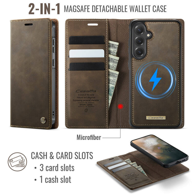 CaseMe Samsung Galaxy S25 2-in-1 Magnetic Wallet Case