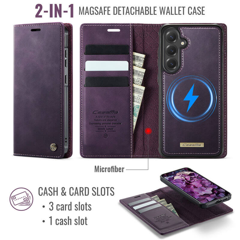 CaseMe Samsung Galaxy S24 FE 2-in-1 Magnetic Wallet Case