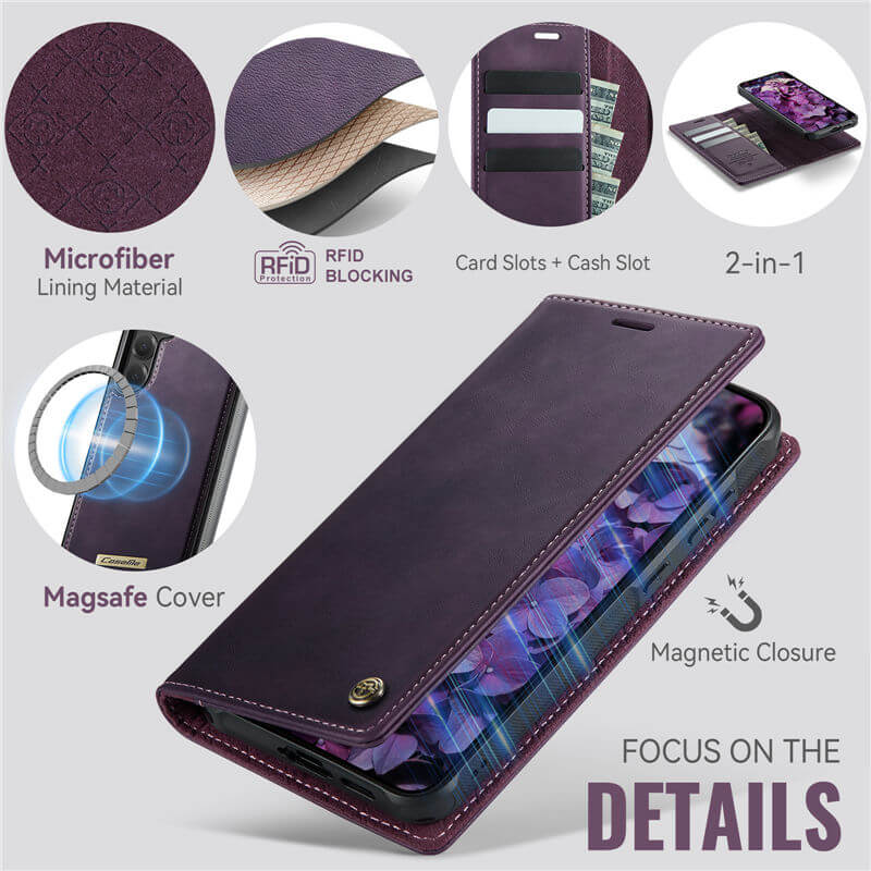 CaseMe Samsung Galaxy S24 FE 2-in-1 Magnetic Wallet Case