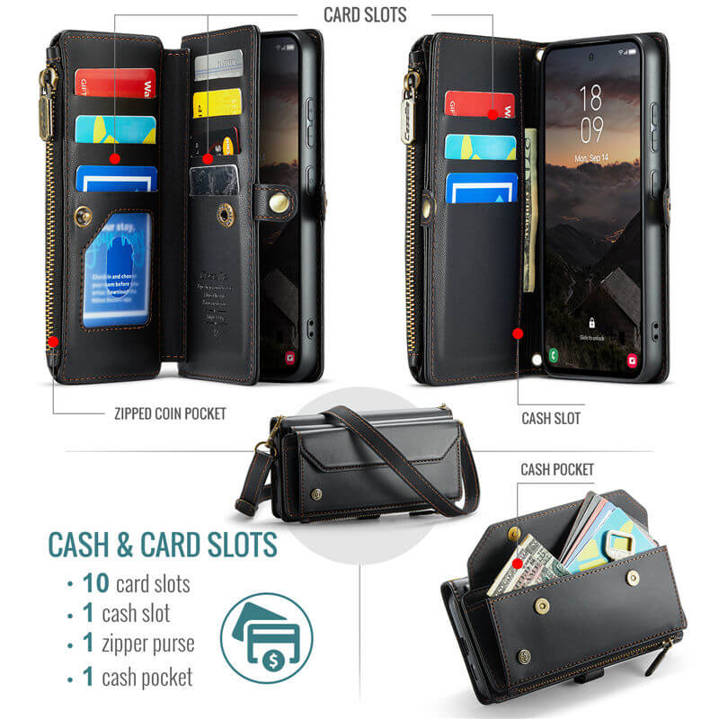 CaseMe Samsung Galaxy S26 Plus Wallet RFID Blocking Crossbody Phone Case
