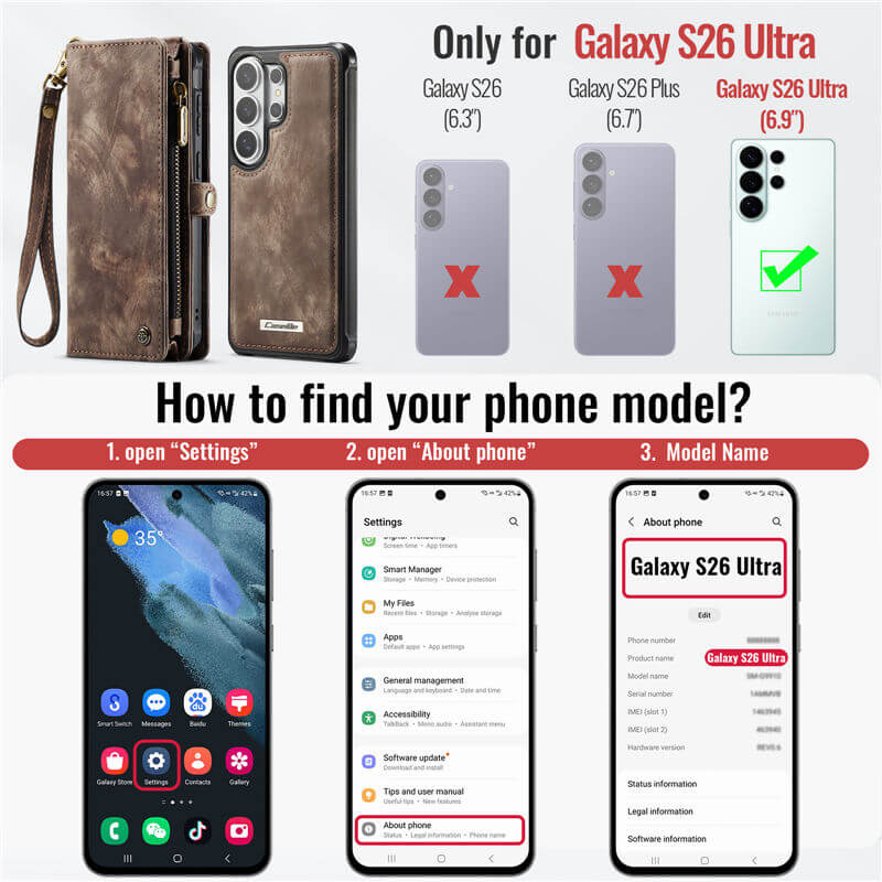 CaseMe Samsung Galaxy S26 Ultra 2-in-1 Magnetic RFID Wallet Case