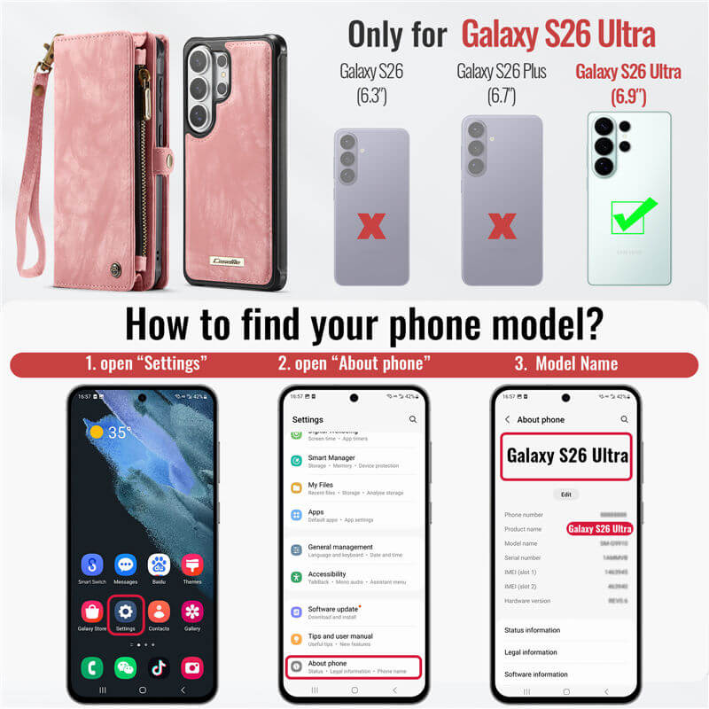 CaseMe Samsung Galaxy S26 Ultra 2-in-1 Magnetic RFID Wallet Case