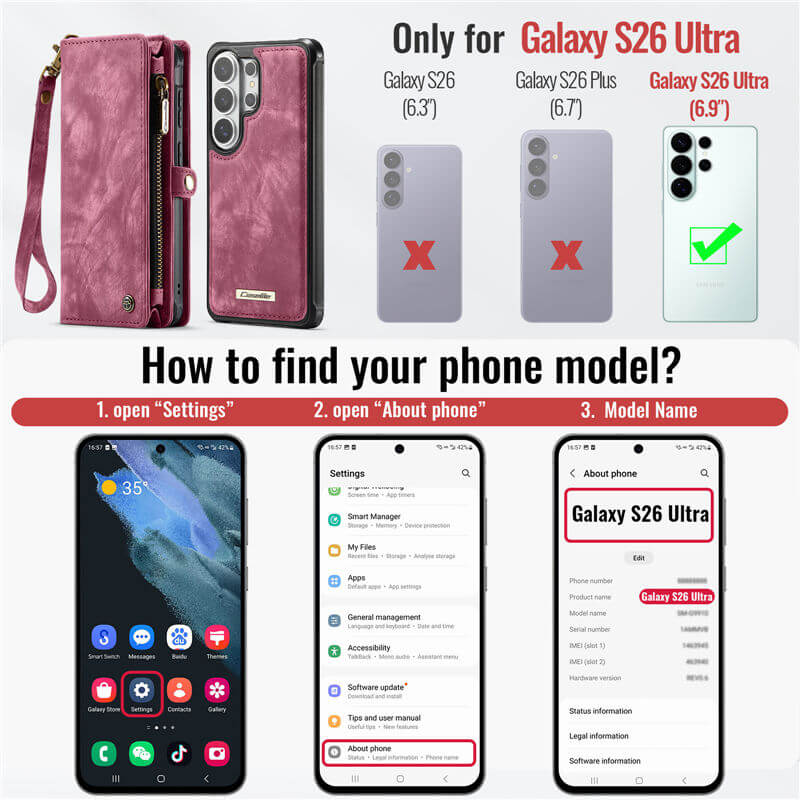 CaseMe Samsung Galaxy S26 Ultra 2-in-1 Magnetic RFID Wallet Case